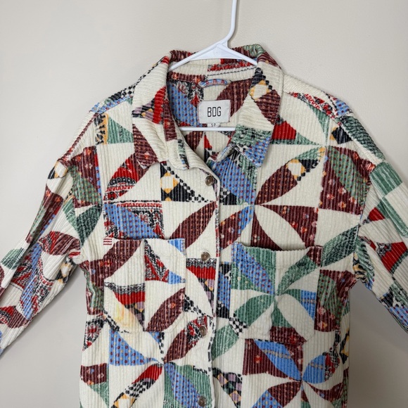 BDG Urban Outfitters Serena Patchwork Corduroy Shacket Jacket Size Small Petite - Picture 5 of 13